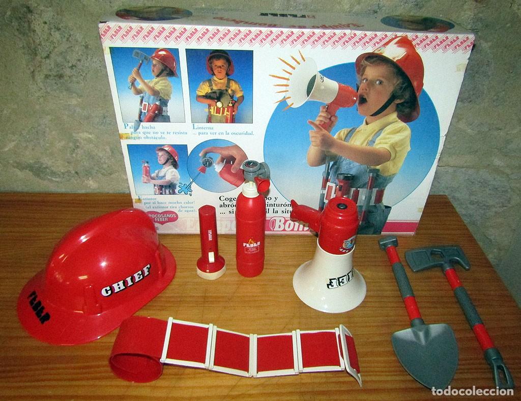Juguetes antiguos: ANTIGUO EQUIPO DE BOMBERO, DE FEBER - NUEVO Y EN SU CAJA ORIGINAL - A&Ntilde;O 1989 - COMPLETO