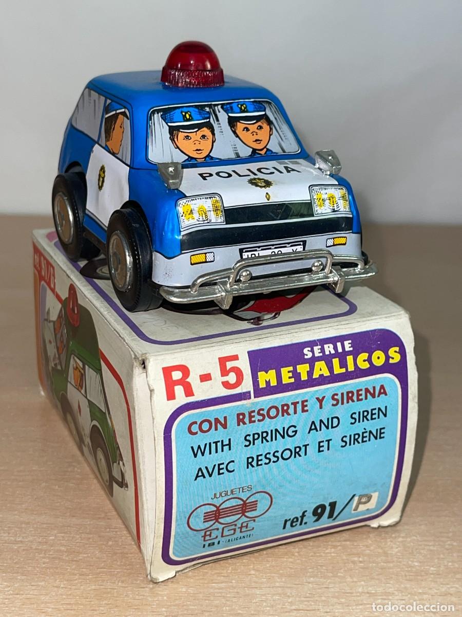 Juguetes antiguos: EGE Serie Met&aacute;licos R-5 Renault 5 Polic&iacute;a Ref. 91/P a cuerda a&ntilde;os 70 Made in Spain paya rom&aacute;n rico