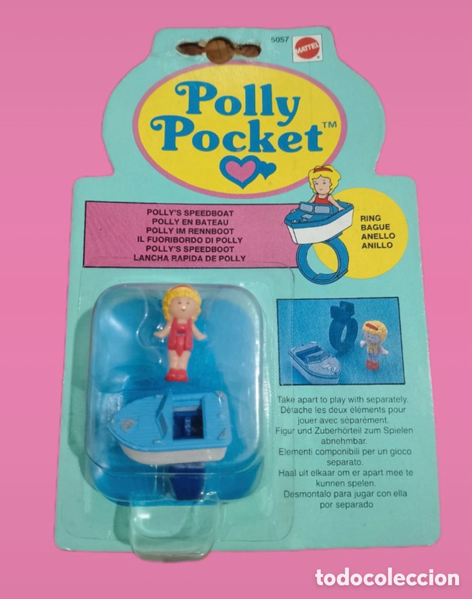 Juguetes antiguos: Anillo lancha Polly pocket a&ntilde;os 80