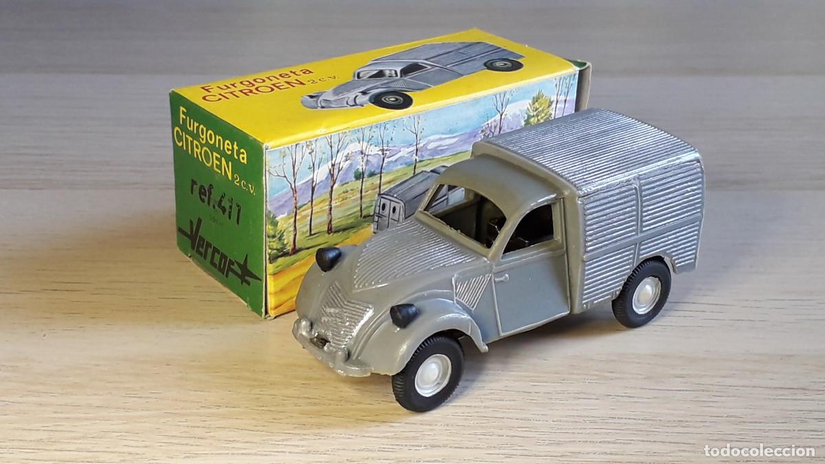 Juguetes antiguos: Furgoneta Citro&euml;n 2 CV 2CV, pl&aacute;stico, 9,5 cms, Vercor Comando Ibi Spain tipo Pay&aacute;, original a&ntilde;os 60.