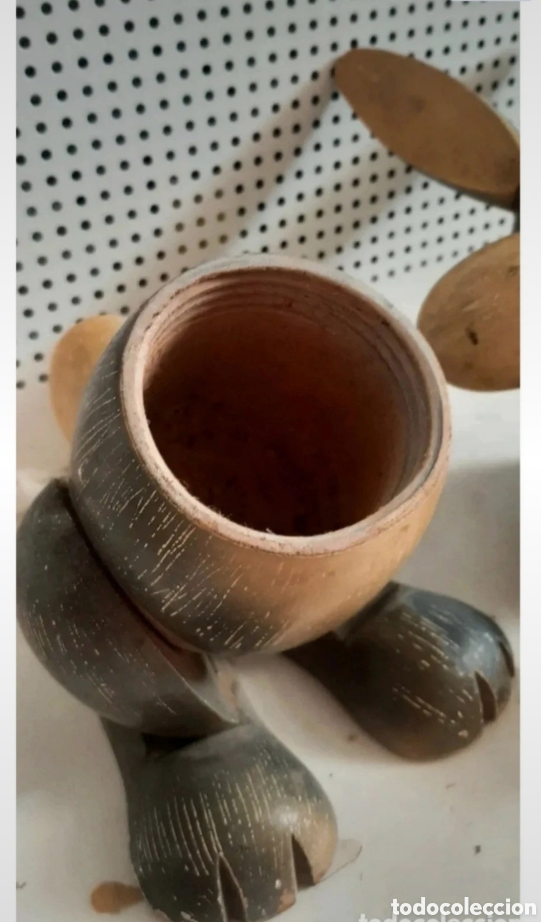 Juguetes antiguos: antigua hucha madera conejo - Foto 4
