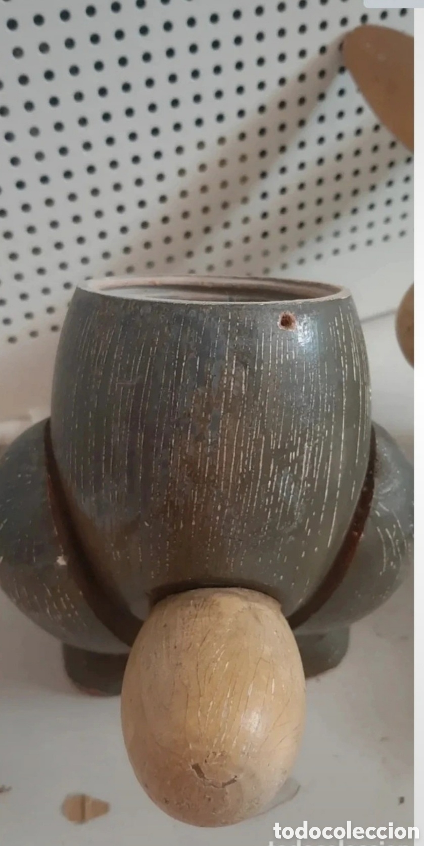 Juguetes antiguos: antigua hucha madera conejo - Foto 5