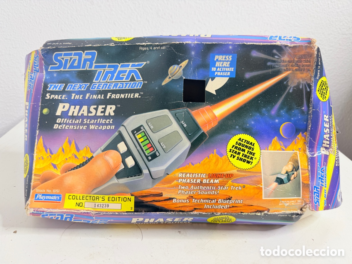 Juguetes antiguos: Star Trek Next Generation Phaser 1992 Playmates Edici&oacute;n Coleccionista