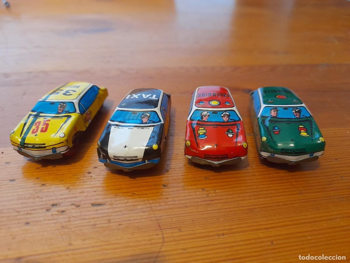 Juguetes antiguos: Lote 4 antiguos mini coches hojalata a&ntilde;os 60-70 gen&eacute;ricos