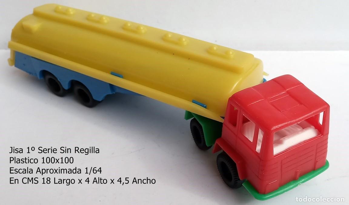 Juguetes antiguos: 1 SERIE DE JISA CAMION TRAILER CISTERNA - CABINA ANTECESORA DEL PEGASO - 100% PLASTICO ESC 1/64 +/-