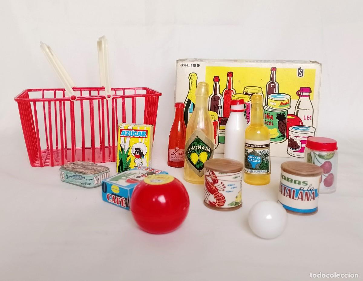 Juguetes antiguos: SOMDOS, &rdquo;LA COMPRA DE MI MU&Ntilde;ECA&rdquo;. CESTA DE COMPRA CON 12 PRODUCTOS. A&Ntilde;OS 60