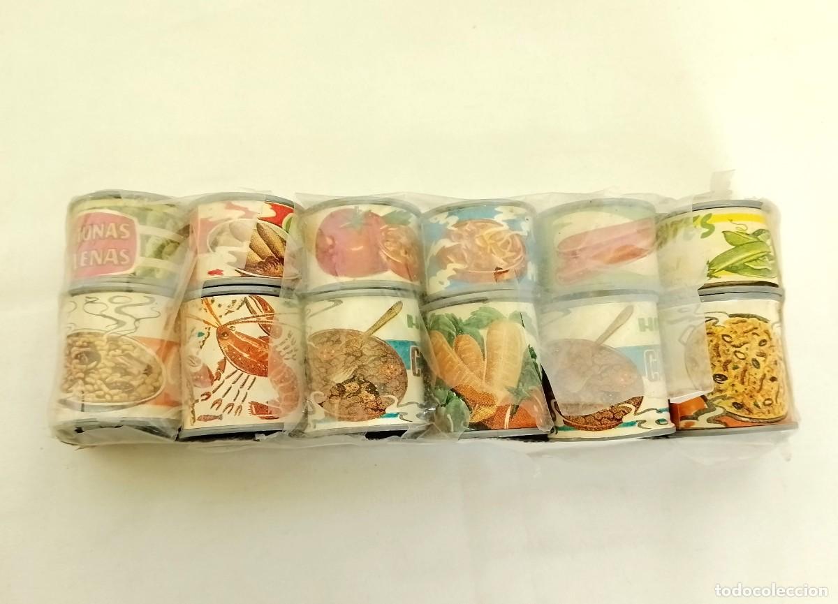 Juguetes antiguos: SOMDOS, LATAS DE CONSERVA. PAQUETE DE 12 LATAS. A&Ntilde;OS 60