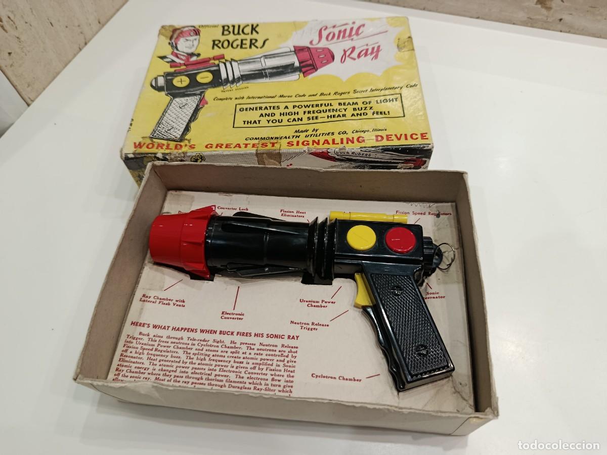 Juguetes antiguos: PISTOLA DE RAYOS ESPACIAL - BUCK ROGERS SONIC RAY - COMMONWEALTH UTILITIES Co.(1952) - CAJA ORIGINAL