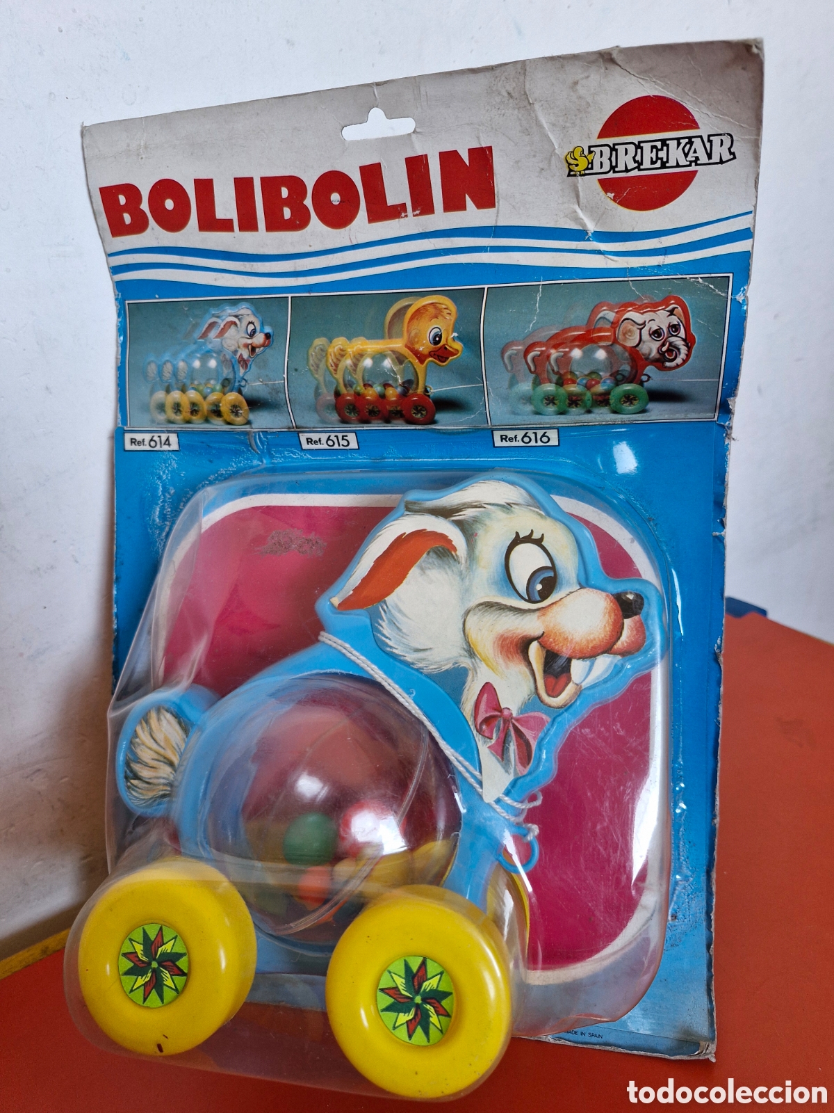 Juguetes antiguos: ARRASTRE PERRO BOLIBOLIN SONORO.BREKAR 80'S.BLISTER SIN ABRIR.