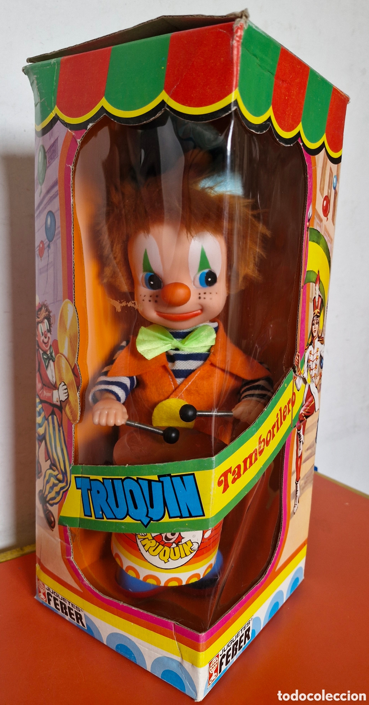 Juguetes antiguos: PAYASO TRUQU&Iacute;N TAMBORILERO A PILAS.FEBER 80'S.NUEVO EN CAJA.