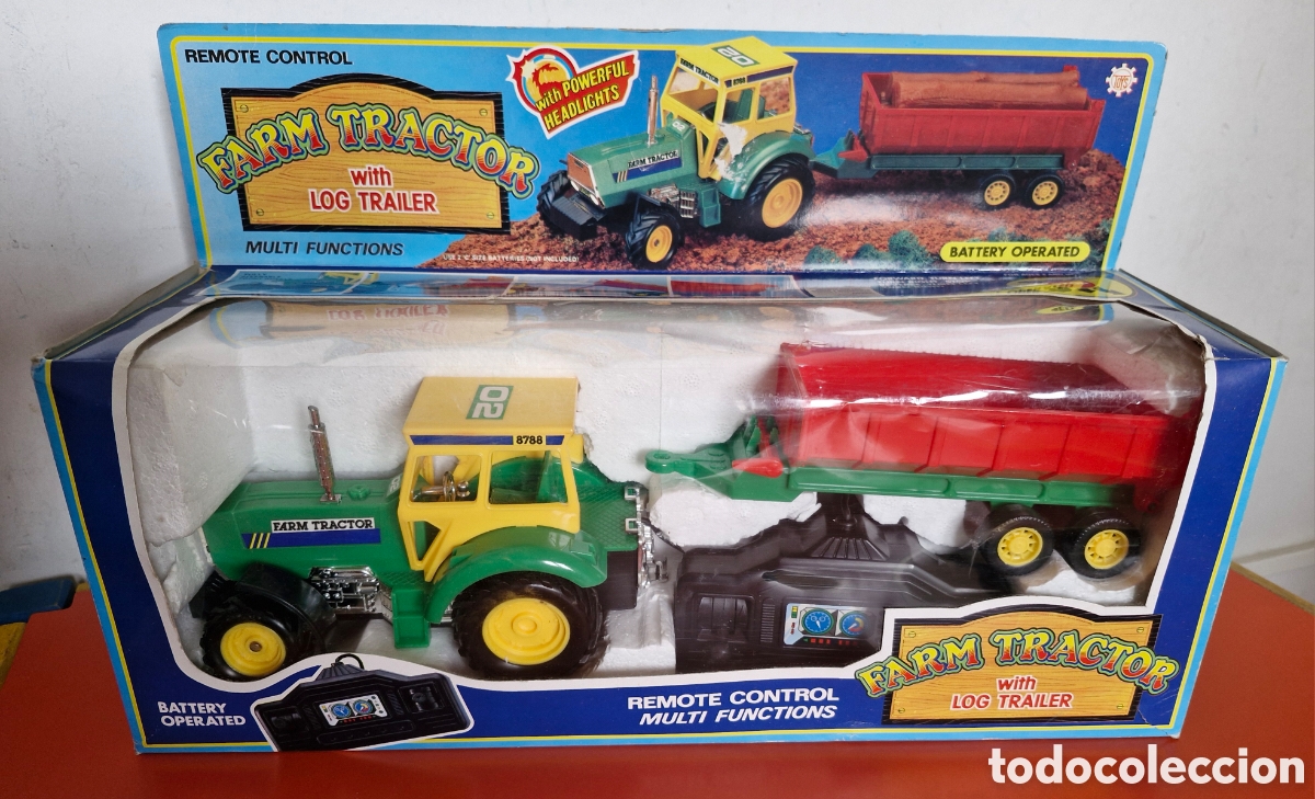 Juguetes antiguos: TRACTOR CON REMOLQUE BASCULANTE,DIRIGIDO CABLE.IMPORTACI&Oacute;N 1994.SIN USO,EN CAJA.NO FUNCIONA.