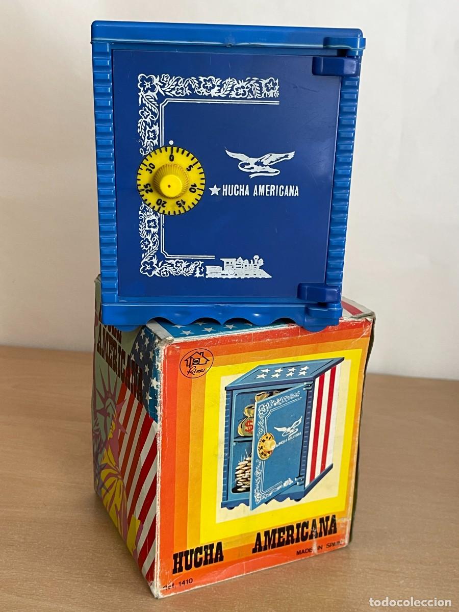 Juguetes antiguos: Rima Antigua HUCHA AMERICANA Ref. 1410 Made in Spain original a&ntilde;os 70 nueva con clave piggy bank