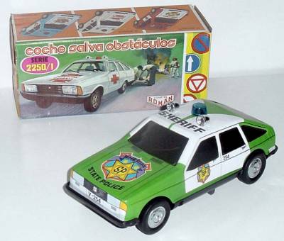 Antikes Blechspielzeug: ANTIGUO COCHE DE HOJALATA LITOGRAFIADA DE ROMAN DE POLICIA