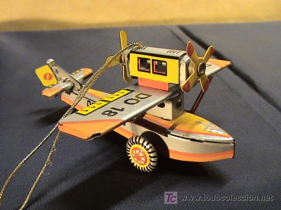 Juguetes antiguos de hojalata: AVION TIPO HIDROAVION - Foto 1