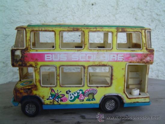 Juguetes antiguos de hojalata: BUS ESCOLAR OBERTOYS - Foto 3