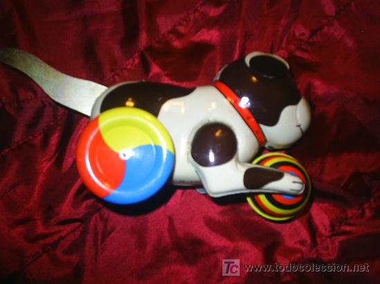 Juguetes antiguos de hojalata: PERRO CON PELOTA HOJALATA - Foto 1