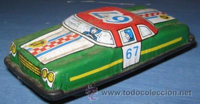 Juguetes antiguos de hojalata: COCHE DE CARRERAS DE LATA Y PL&Aacute;STICO - Foto 1