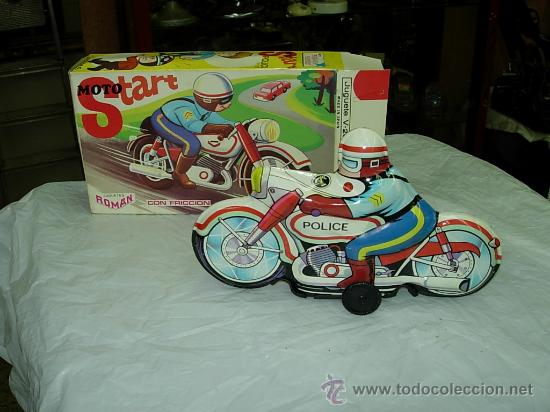 Juguetes antiguos de hojalata: motorista de roman - Foto 5