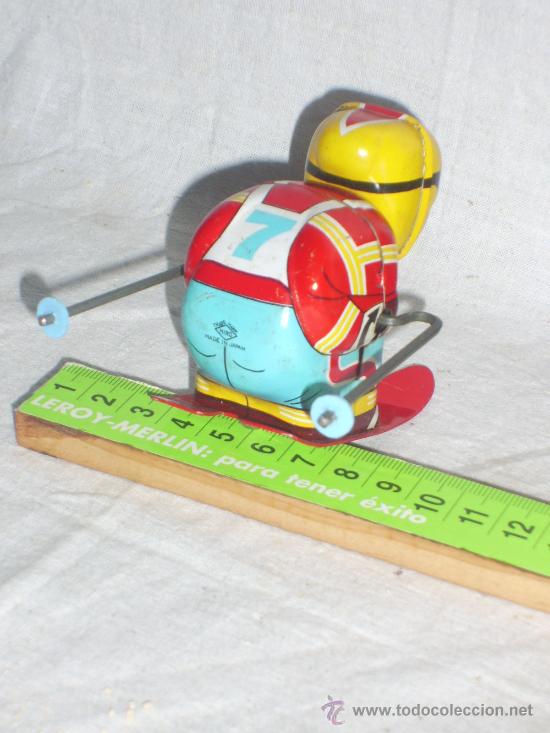 Juguetes antiguos de hojalata: Esquiador Playing Toy. Fabricado en Japón. Japan. Fabricado por Hiro. - Foto 5 - 27181225