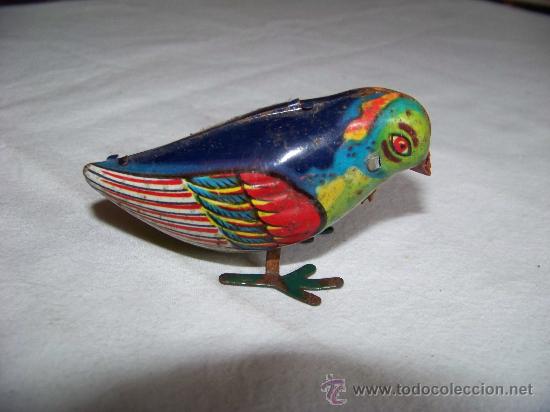 Juguetes antiguos de hojalata: ANTIGUO PAJARO A CUERDA INGL&Eacute;S - Foto 5