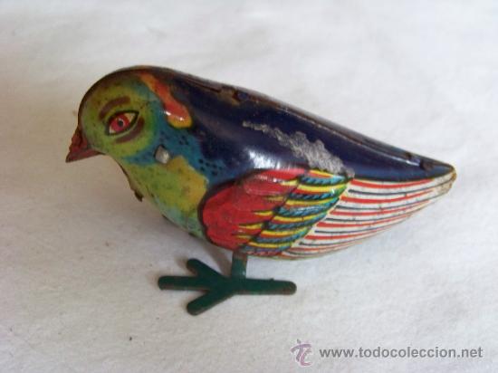 Juguetes antiguos de hojalata: ANTIGUO PAJARO A CUERDA INGL&Eacute;S - Foto 2