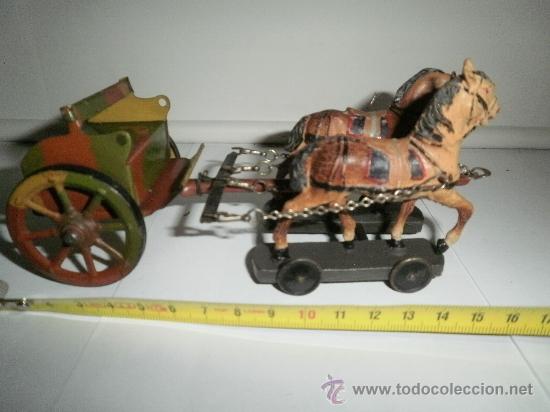 Juguetes antiguos de hojalata: CARRETA CON CABALLOS - Foto 1