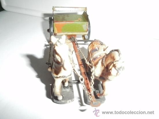 Juguetes antiguos de hojalata: CARRETA CON CABALLOS - Foto 3