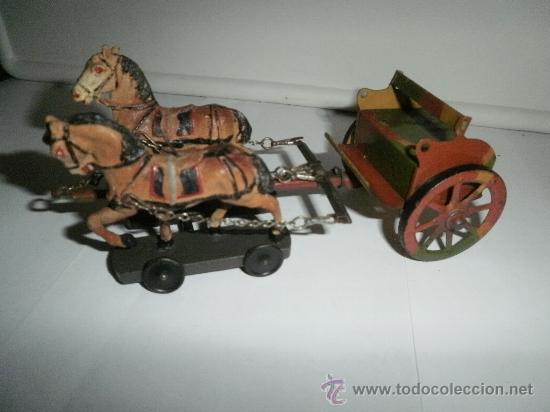 Juguetes antiguos de hojalata: CARRETA CON CABALLOS - Foto 2