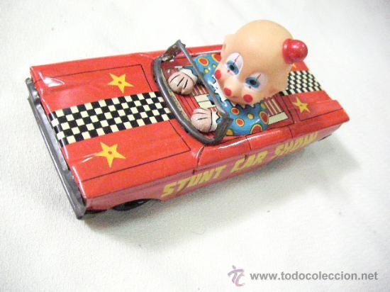 Juguetes antiguos de hojalata: COCHE DE LATA CON PAYASO NUEVO - Foto 1