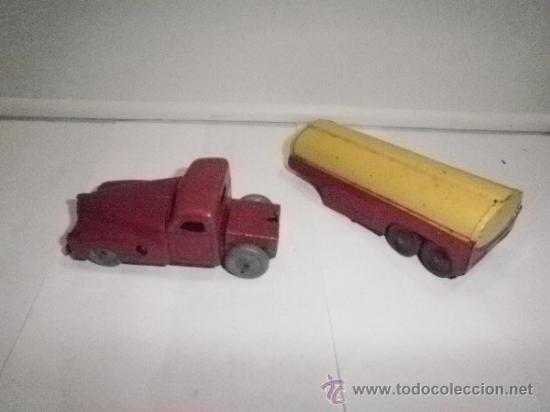 Juguetes antiguos de hojalata: CAMION RICO CON REMOLQUE CISTERNA EN - Foto 6