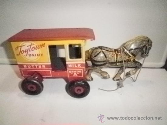 Juguetes antiguos de hojalata: CARRETA CON CABALLO MARX - - Foto 1