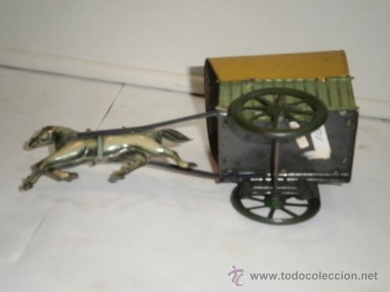 Juguetes antiguos de hojalata: CARRETA CON CABALLO DE RICO - Foto 4