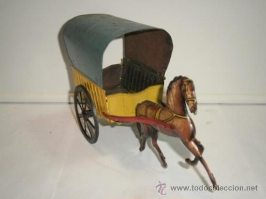 Juguetes antiguos de hojalata: CARRETA CON CABALLO JYESA - Foto 3