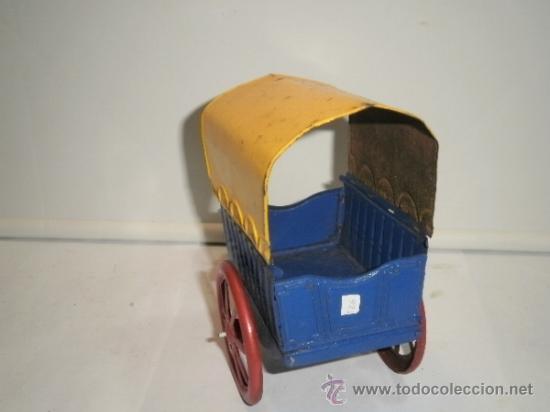 Juguetes antiguos de hojalata: CARRETA CON CABALLO - Foto 3