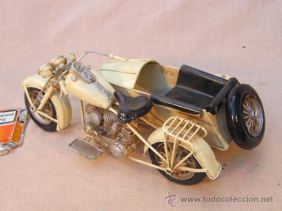 Juguetes antiguos de hojalata: HARLEY DAVIDSON CON SIDECAR EN METAL - Foto 1