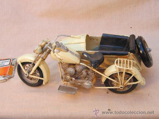 Juguetes antiguos de hojalata: HARLEY DAVIDSON CON SIDECAR EN METAL - Foto 3