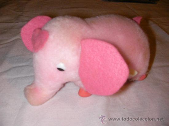 Juguetes antiguos de hojalata: ANTIGUO ELEFANTE ROSA A CUERDA - Foto 1
