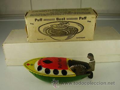 Juguetes antiguos de hojalata: Barco Paff Puff. 1930-1940 - Foto 1