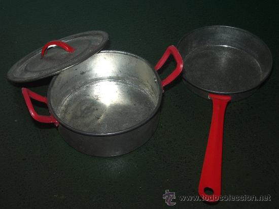 Juguetes antiguos de hojalata: CACHARRITOS de HOJALATA, de cocina. - Foto 2