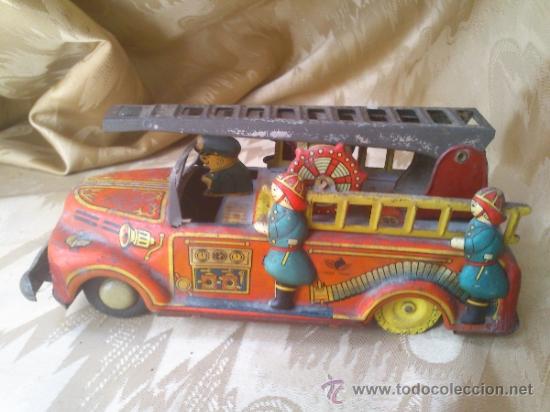 Juguetes antiguos de hojalata: camion de bomberos - Foto 2