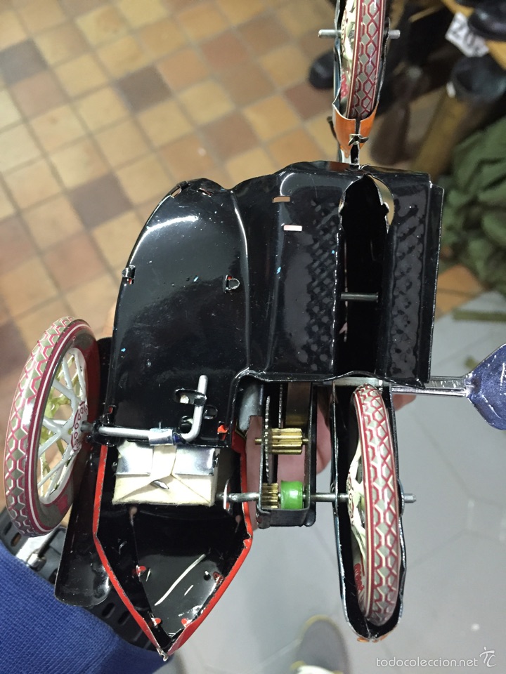 Juguetes antiguos de hojalata: MOTO CON SIDECAR PH - Foto 3