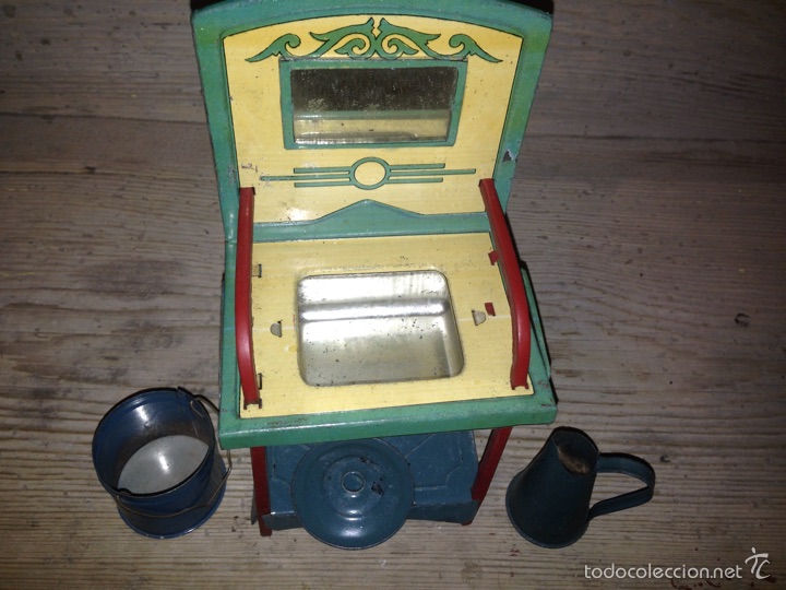 Juguetes antiguos de hojalata: Lavabo de chapa rico 1940 - Foto 1