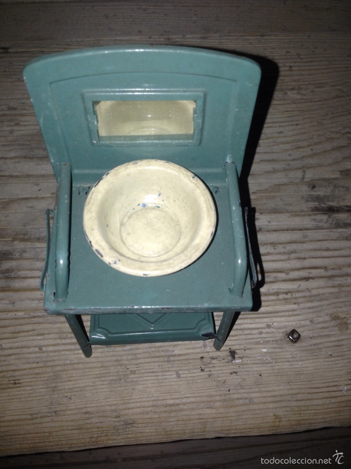 Juguetes antiguos de hojalata: Lavabo de chapa 1940 original - Foto 2