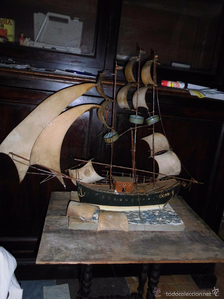 Juguetes antiguos de hojalata: antiguo barco GRANDE alicante hojalata Y MADERA Juguete posiblemente paya o rico por restaurar - Foto 1 - 52741543