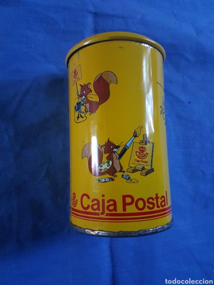 Juguetes antiguos de hojalata: Hucha hojalata caja postal - Foto 1