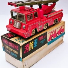 Juguetes antiguos de hojalata: MF REF 183 RARO TRUCK FIRE ENGINE FRICTION WITH SIREN TIN TOY AÑOS 70. Lote 93631065