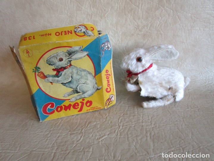 Juguetes antiguos de hojalata: antiguo conejo automata de cuerda - Foto 1