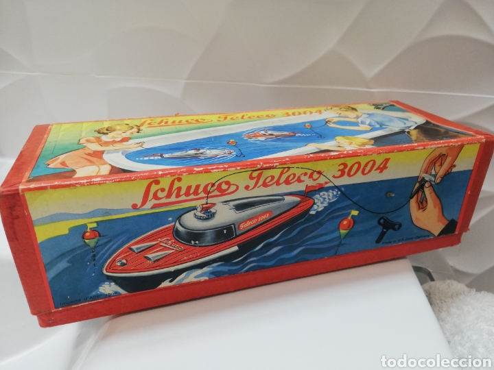 Juguetes antiguos de hojalata: Schuco teleco barco - Foto 6