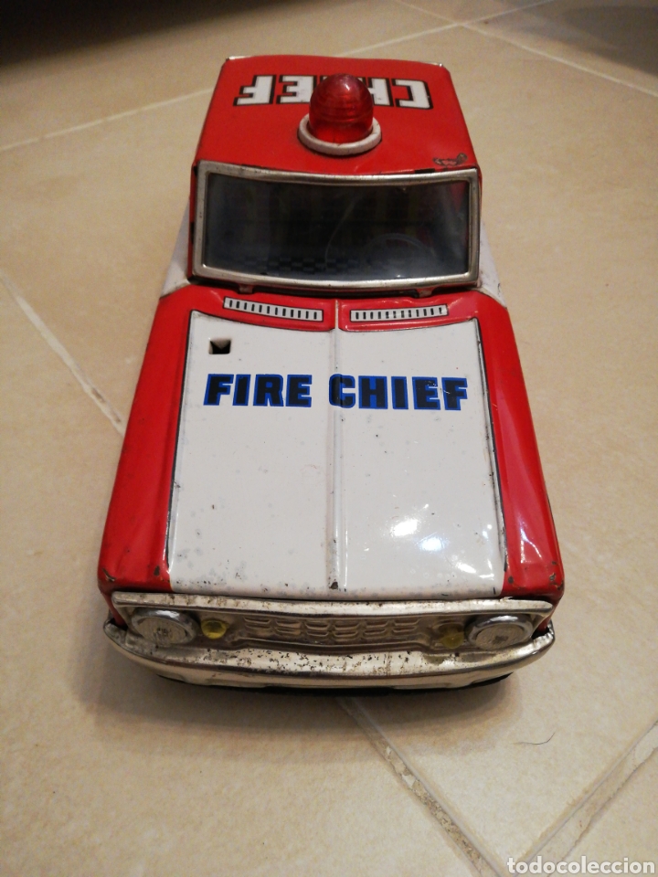 Juguetes antiguos de hojalata: Coche, de lata fire chief - Foto 3