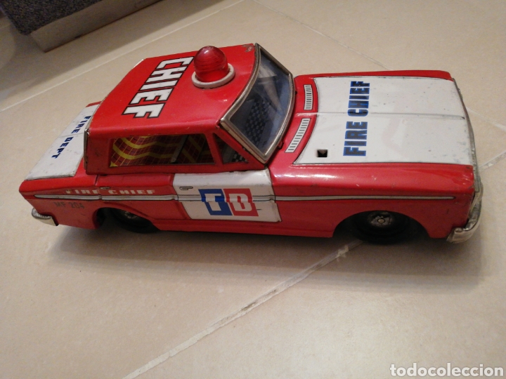 Juguetes antiguos de hojalata: Coche, de lata fire chief - Foto 5